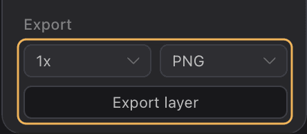 Export section with scale, format, and the Export layer button outlined